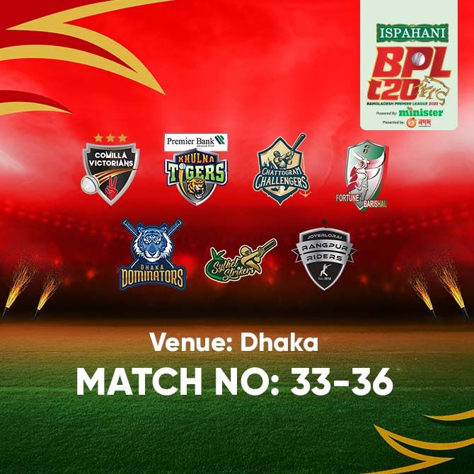 BPL T20 | Venue : Dhaka | MATCH : 33 to 36