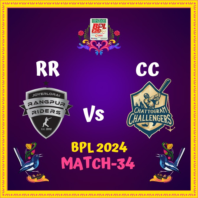 BPL T20 2024: Match 34 | Rangpur Riders vs Chattogram Challengers
