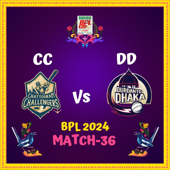 BPL T20 2024: Match 36 | Chattogram Challengers vs Durdanto Dhaka