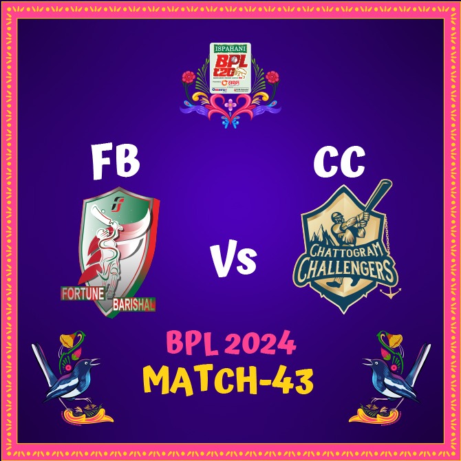 BPL T20 2024: Match 43 | Fortune Barishal vs Chattogram Challengers