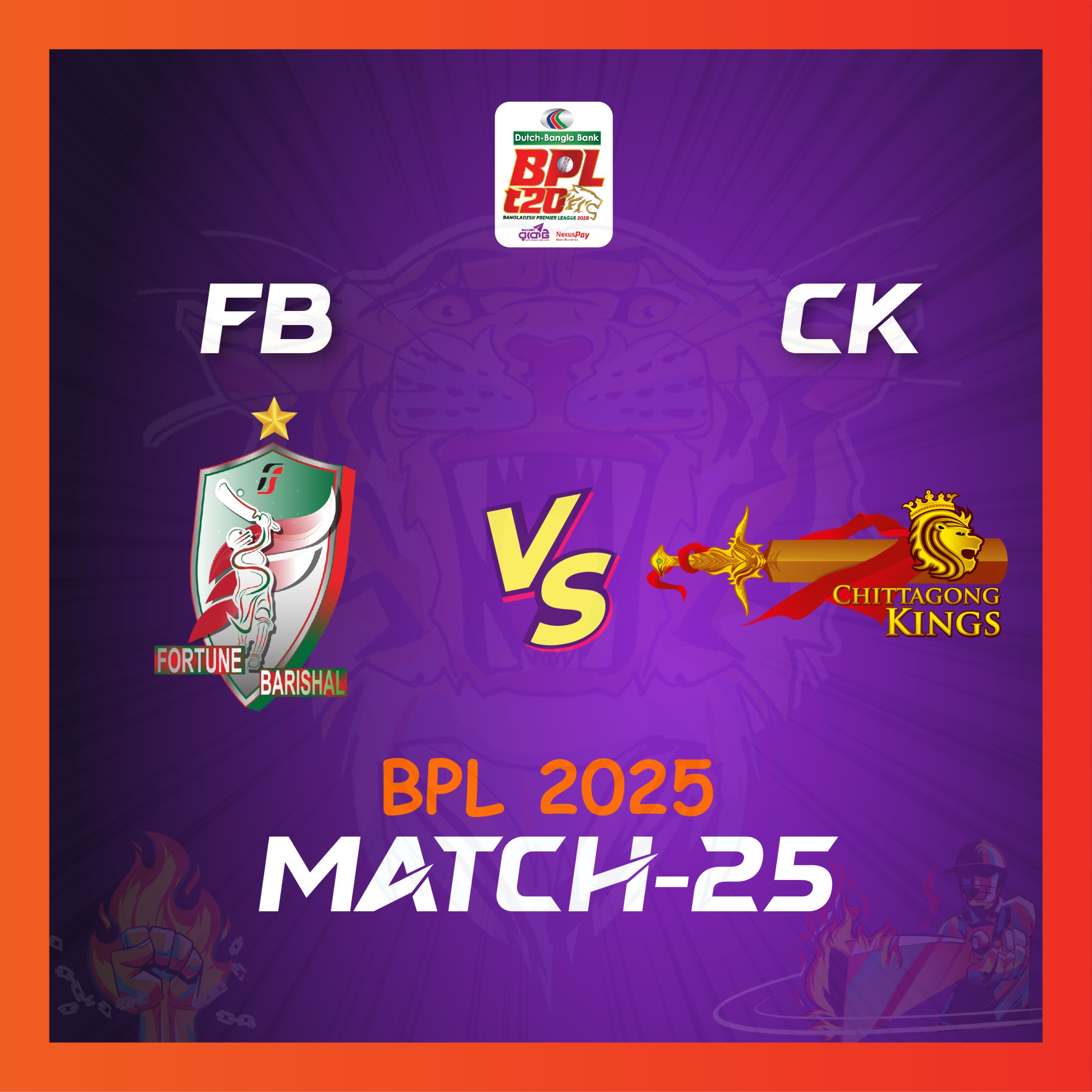 Match 25: Fortune Barishal vs Chittagong Kings